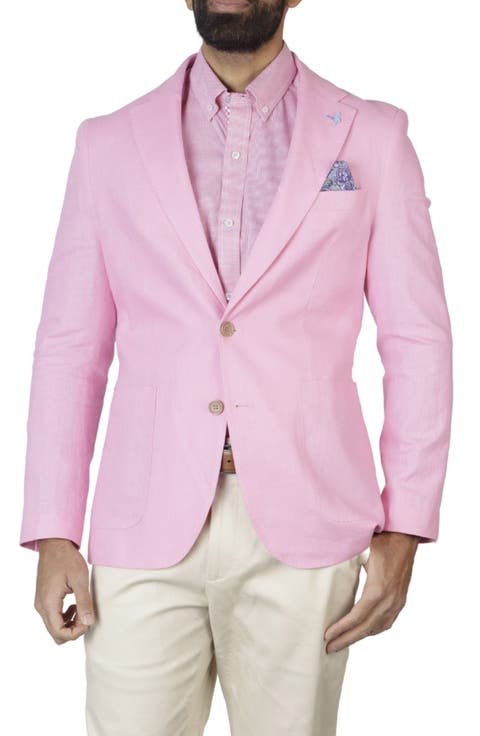 Solid Notch Lapel Linen Blend Sport Coat (Short, Regular & Long)