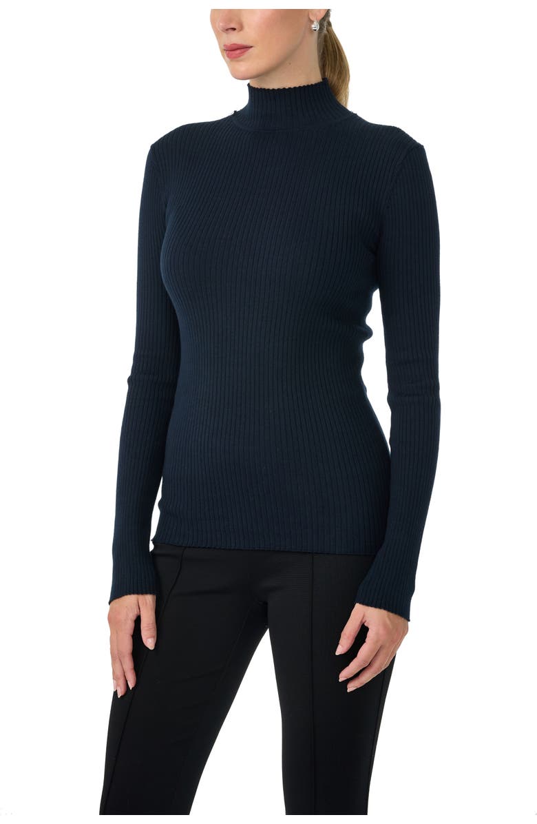 Trina Turk Hempstead Ribbed Turle Neck Sweater, Alternate, color, Indigo
