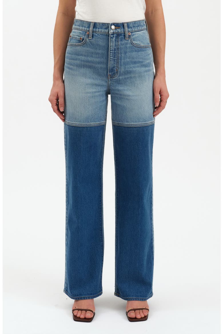 City Two-Tone High Waist Straight Leg Jeans, Main, color, DOUBLE DIP