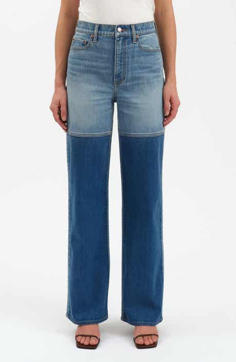 DAZE City Two-Tone High Waist Straight Leg Jeans