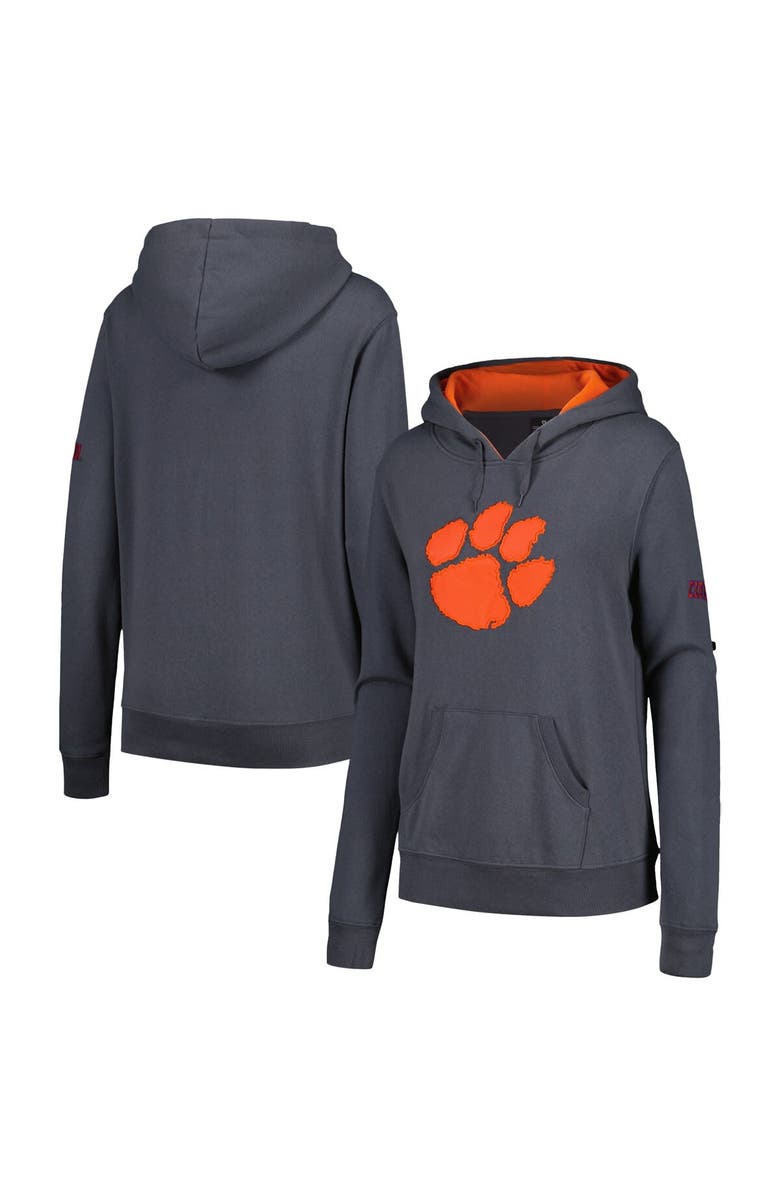 STADIUM ATHLETIC Women's Stadium Athletic Charcoal Clemson Tigers Big Logo Pullover Hoodie, Main, color,