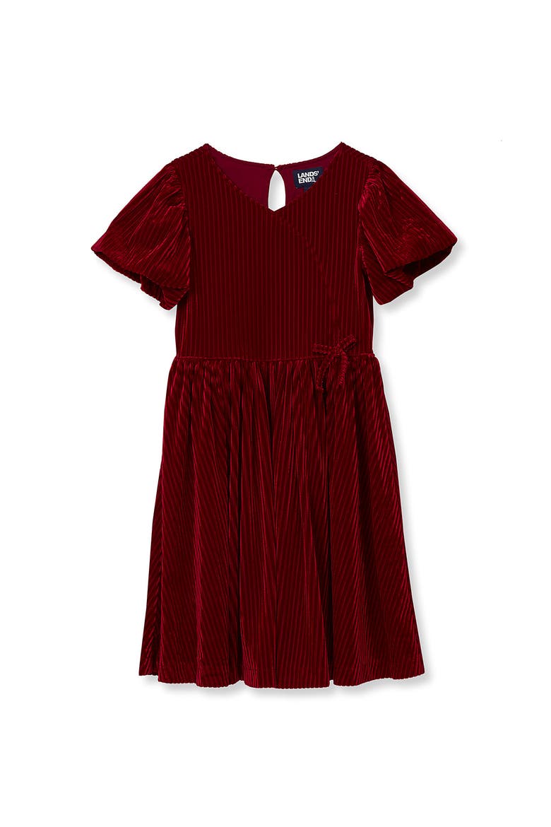 Girls Bubble Sleeve Velour Dress, Main, color, Red