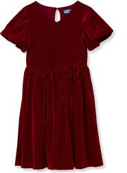 Lands' End Girls Bubble Sleeve Velour Dress