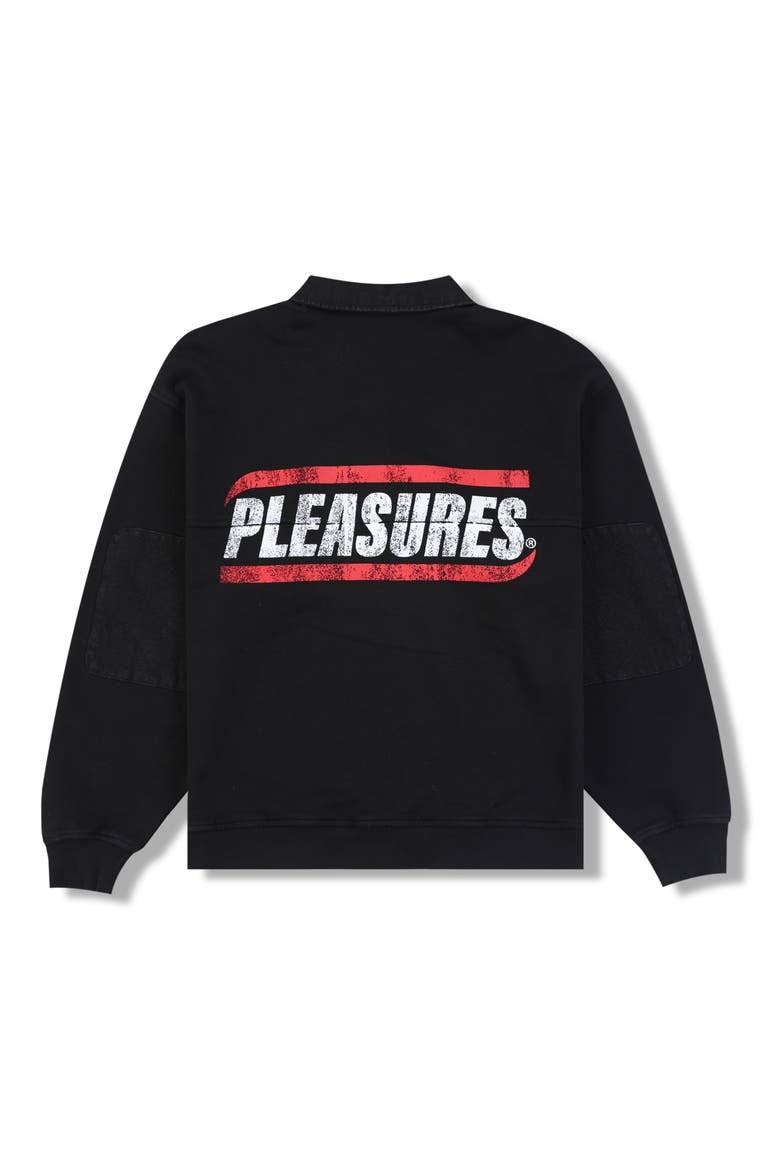 Gentle Cotton Polo Sweatshirt, Alternate, color, BLACK
