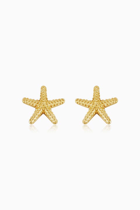 14K Yellow Gold Starfish Studs