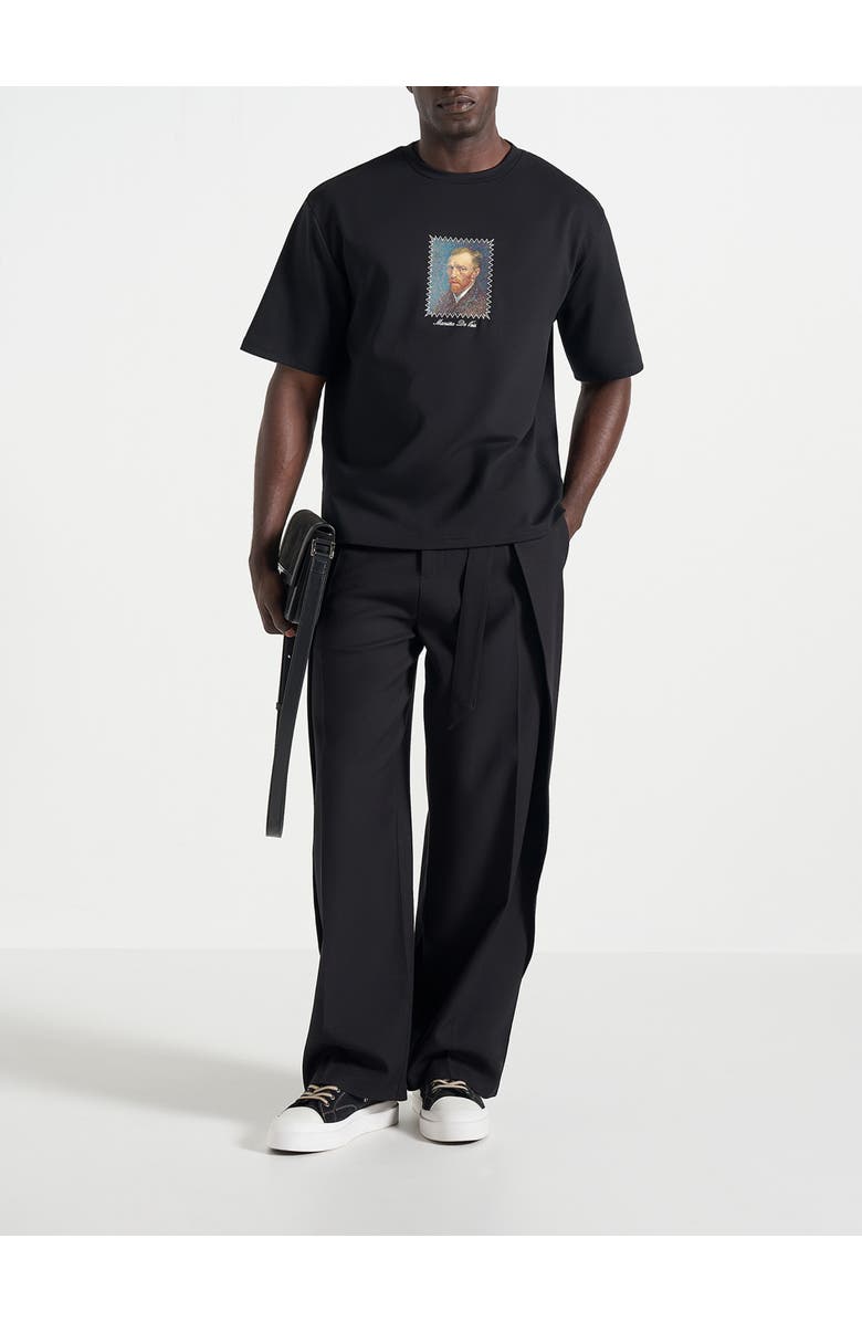 Manière De Voir Anders Cafe Terrace At Night Cotton T-Shirt, Main, color, Black