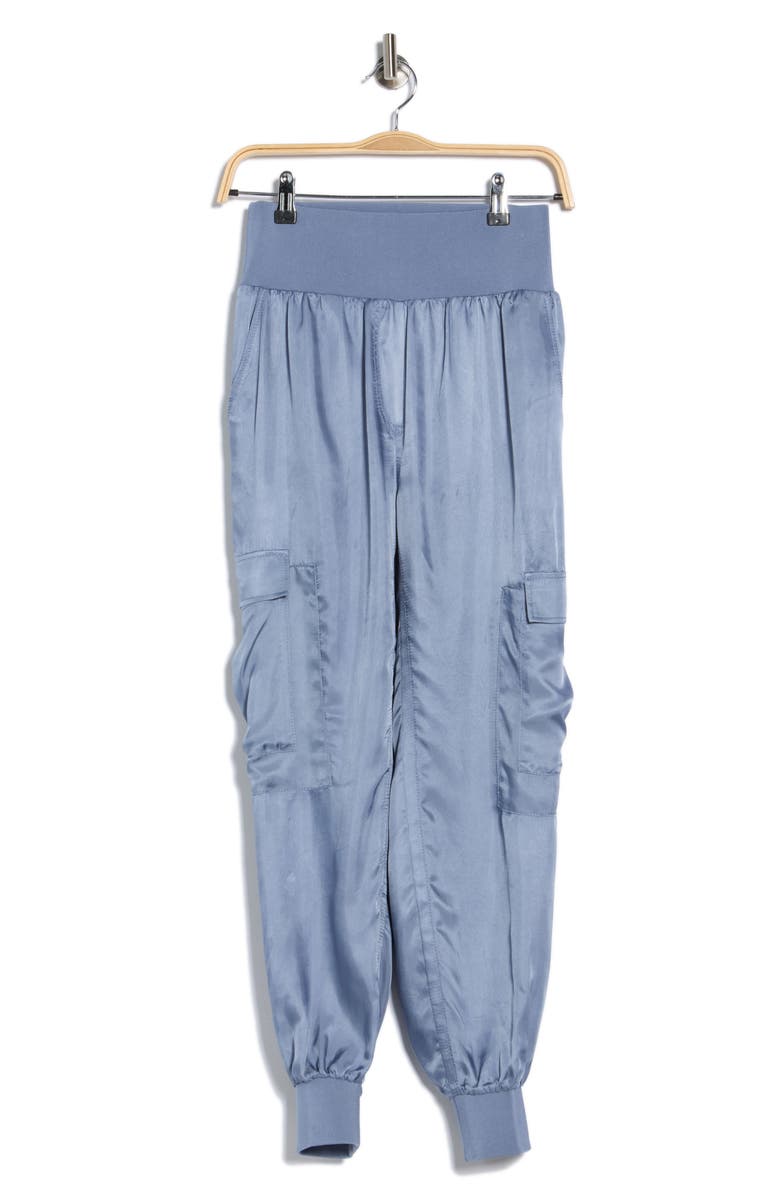 Cinq à Sept Giles Cupro Crop Cargo Joggers, Alternate, color, Rustic Blue