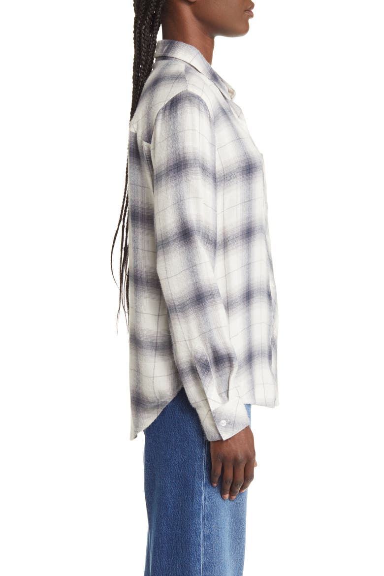 Hunter Plaid Button-Up Shirt, Alternate, color, STERLING WHITE