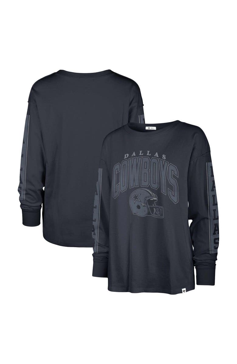 '47 Women's '47 Navy Dallas Cowboys Tom Cat Lightweight Long Sleeve T-Shirt, Main, color, 