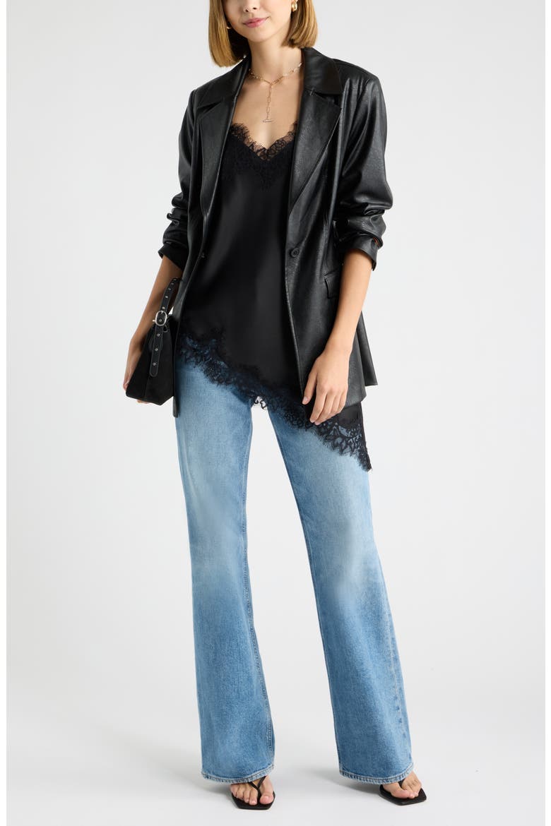 Asymmetrical Lace Satin Tank, Alternate, color, BLACK