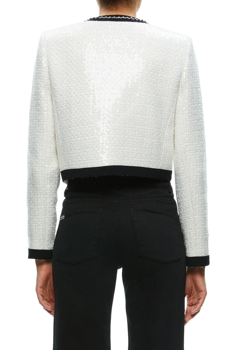 Gwyneth Rhinestone Detail Tweed Jacket, Alternate, color, OFF WHITE