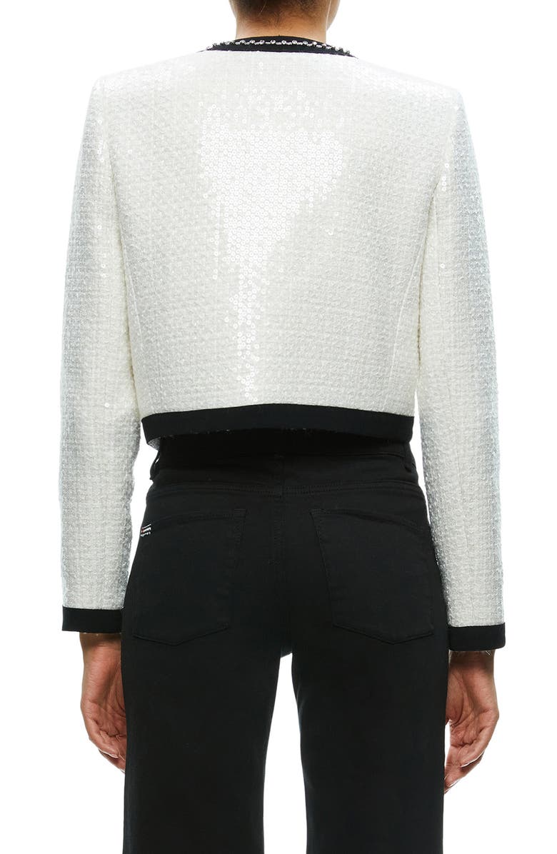 Alice + Olivia Gwyneth Rhinestone Detail Tweed Jacket, Alternate, color,