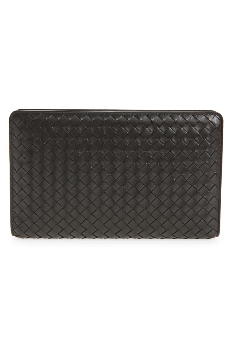 Agenda Intrecciato Leather Frame Clutch, Alternate, color, 2095 ESPRESSO-BRASS V
