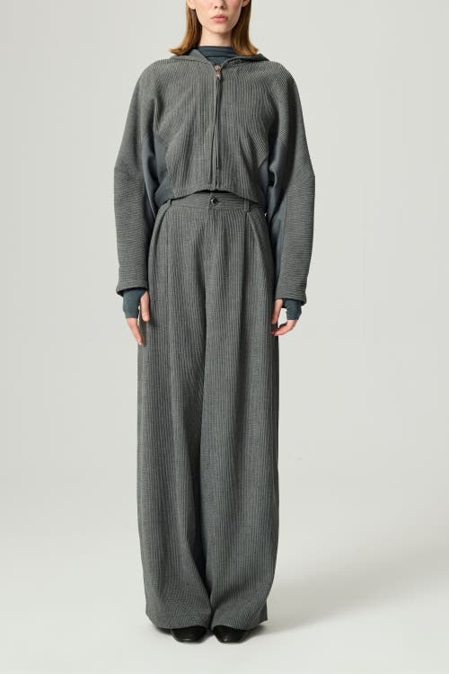 Nocturne Ribbed Zip-up Hoodie Jacket In Gray