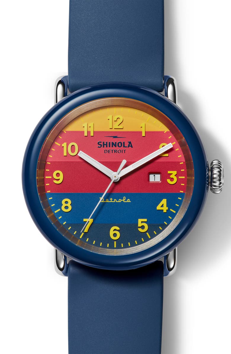 Shinola Detrola The Honcho Silicone Strap Watch, 43mm, Main, color, 