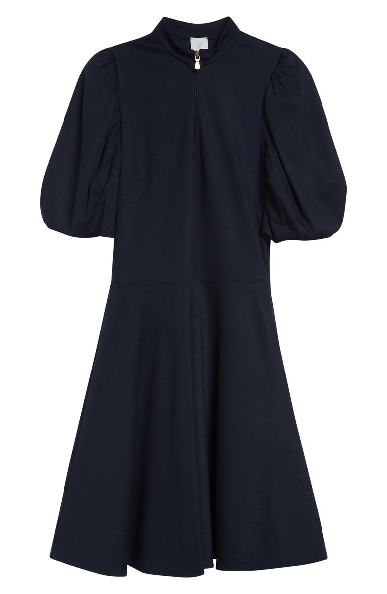 Eleventy Half Zip Puff Sleeve Ponte Knit Dress, Alternate, color, 11 Blue
