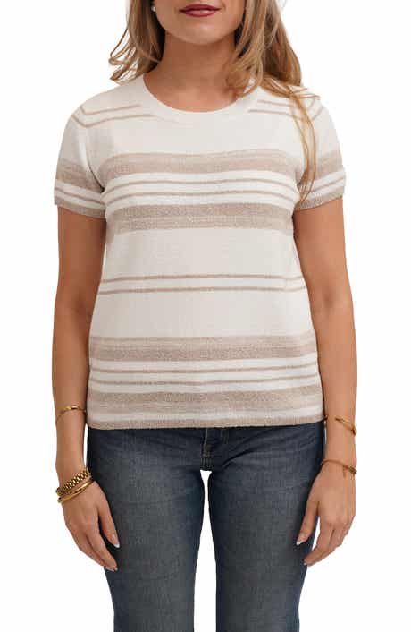 CYRUS Striped Short Sleeve Sweater