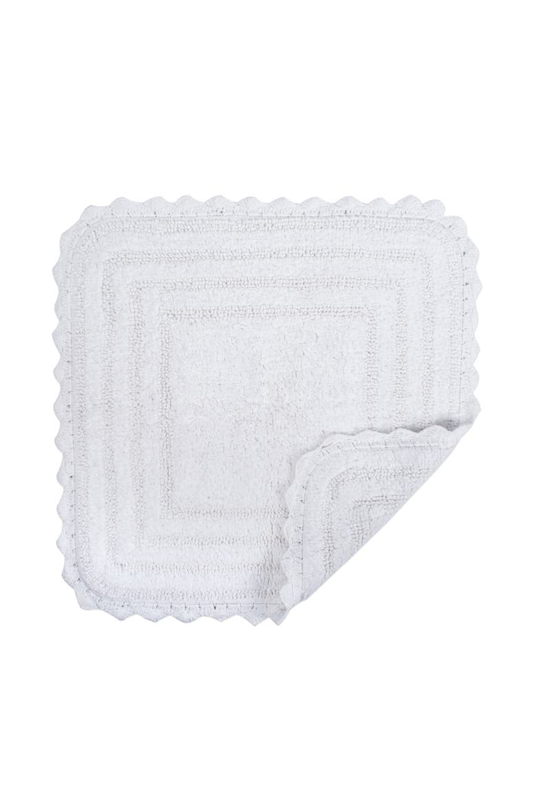 White Square Crochet Bath Mat, 24x24", Alternate, color, White