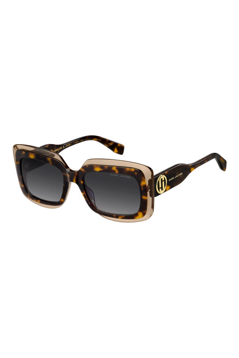 54mm Rectangular Sunglasses, Alternate, color, HAVANA BEIGE/ DARK GREY SF