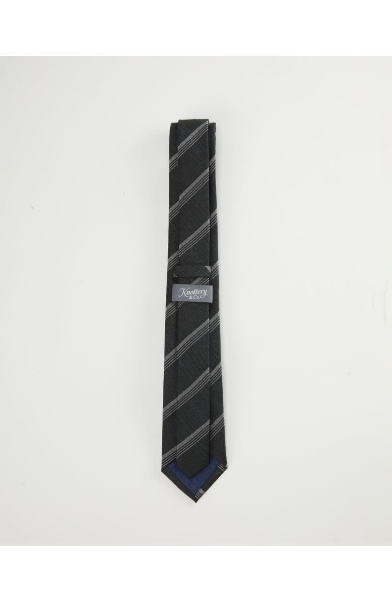 Knottery & Co Triple-Striped Silk Jacquard Tie, Alternate, color, Charcoal