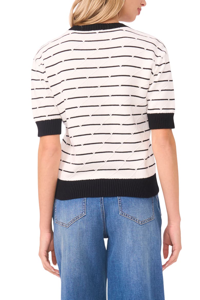 Texture Stripe Crewneck Sweater, Alternate, color, ANTIQUE WHITE