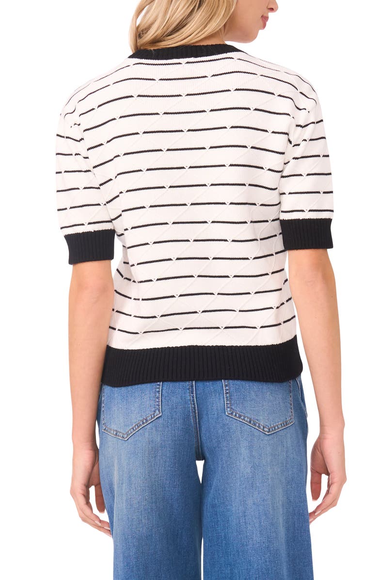 Vince Camuto Texture Stripe Crewneck Sweater, Alternate, color, Antique White