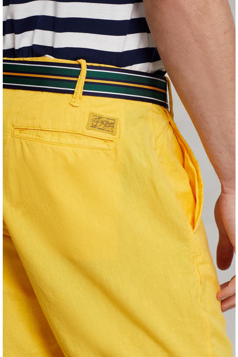 Classic Fit Maritime Linen & Cotton Shorts, Alternate, color, YELLOW FIN