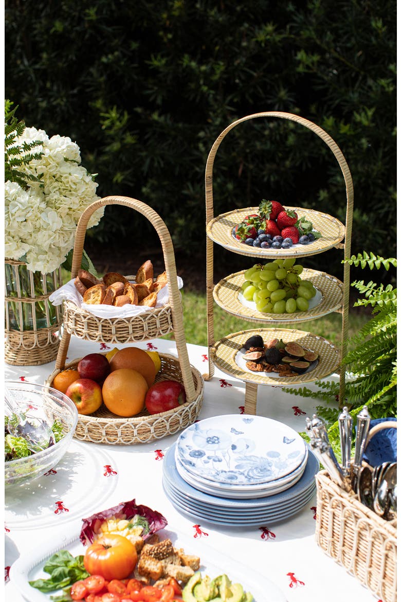 Provence Rattan Two-Tier Server, Alternate, color, NATURAL/ WHITEWASH