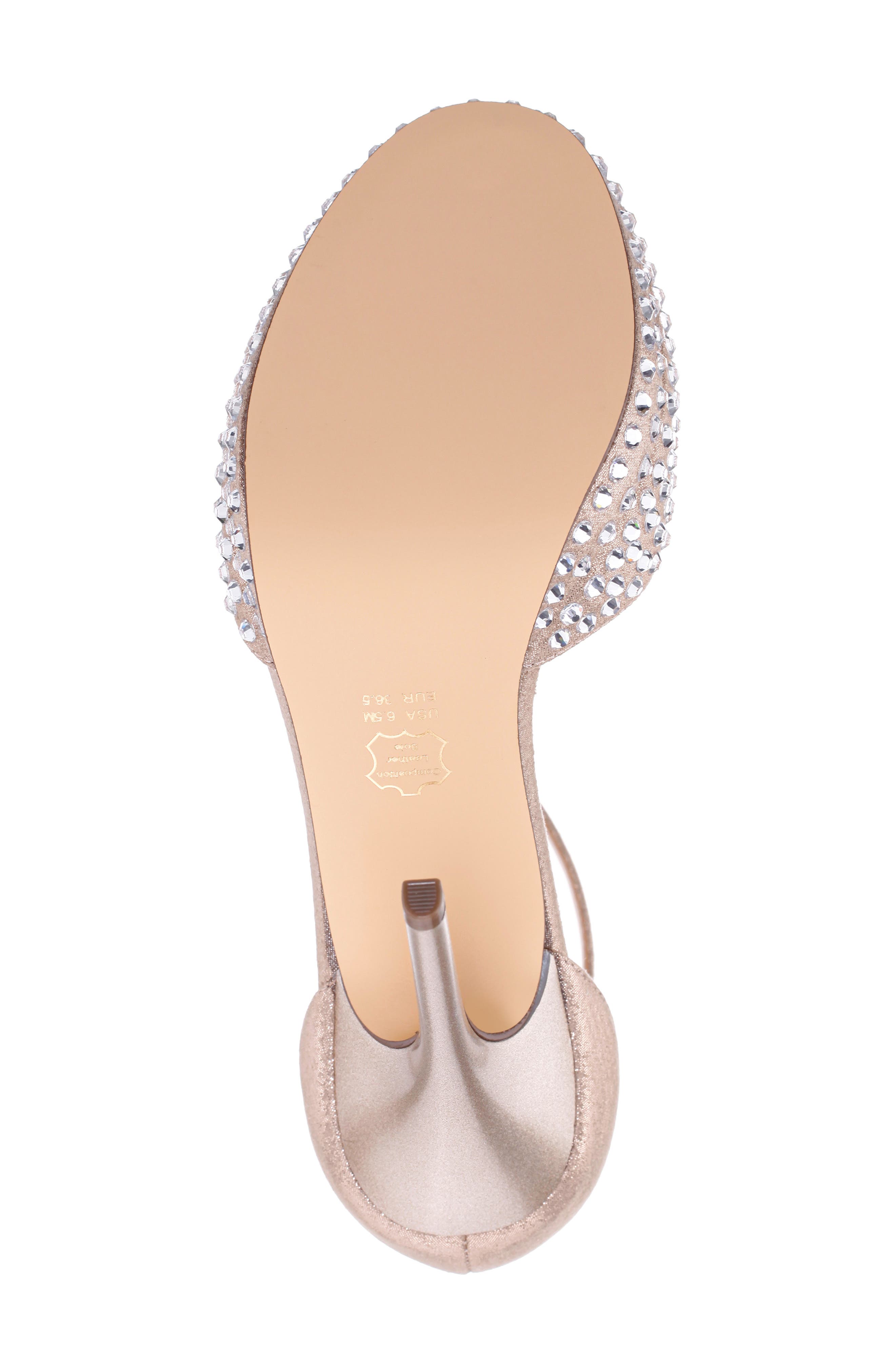 Nina Francia Crystal Ankle Strap Stiletto Sandal, Alternate, color, Taupe