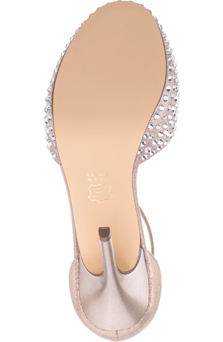 Nina Francia Crystal Ankle Strap Stiletto Sandal, Alternate, color, Taupe