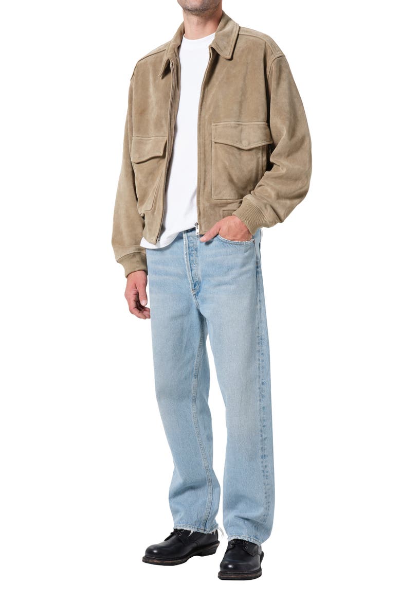 Emil Suede Bomber Jacket, Alternate, color, ARIZONA M SAND