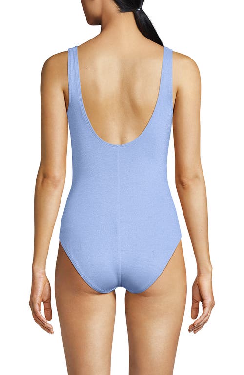 Lands' End Slender Suit Wrap One Piece Swimsuit In Soft Cloud Blue Shine