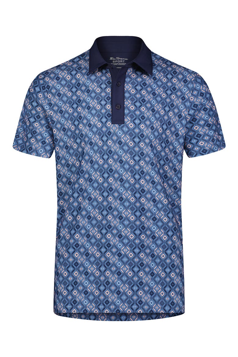 Jacquard Effect Tech Jersey Golf Polo, Alternate, color, BLUE