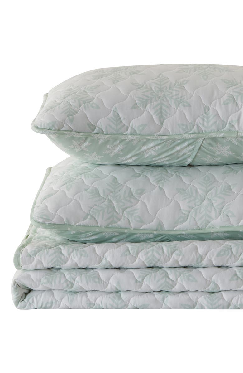 Woven & Weft Winter Snowman Quilt & Sham Set, Main, color, Large Snowflake