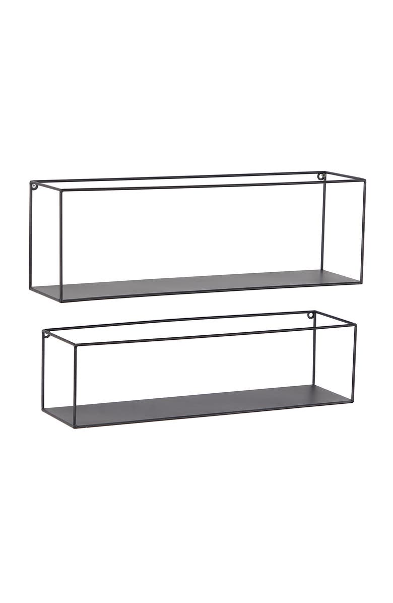 COSMO BY COSMOPOLITAN Black Metal Modern Wall Shelf - Set of 2, Alternate, color, Black