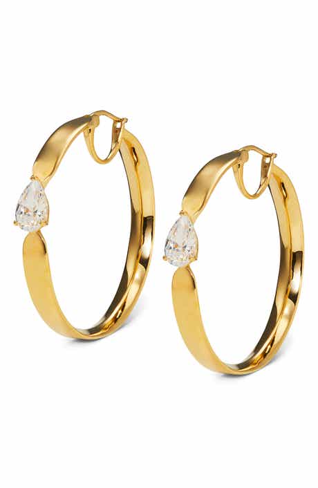 Farrah Cubic Zirconia Detail Hoop Earrings
