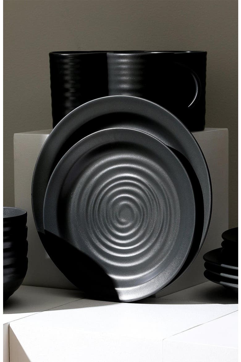 Orbit Stoneware 4-Piece Salad Plate Set, Alternate, color, Charcoal