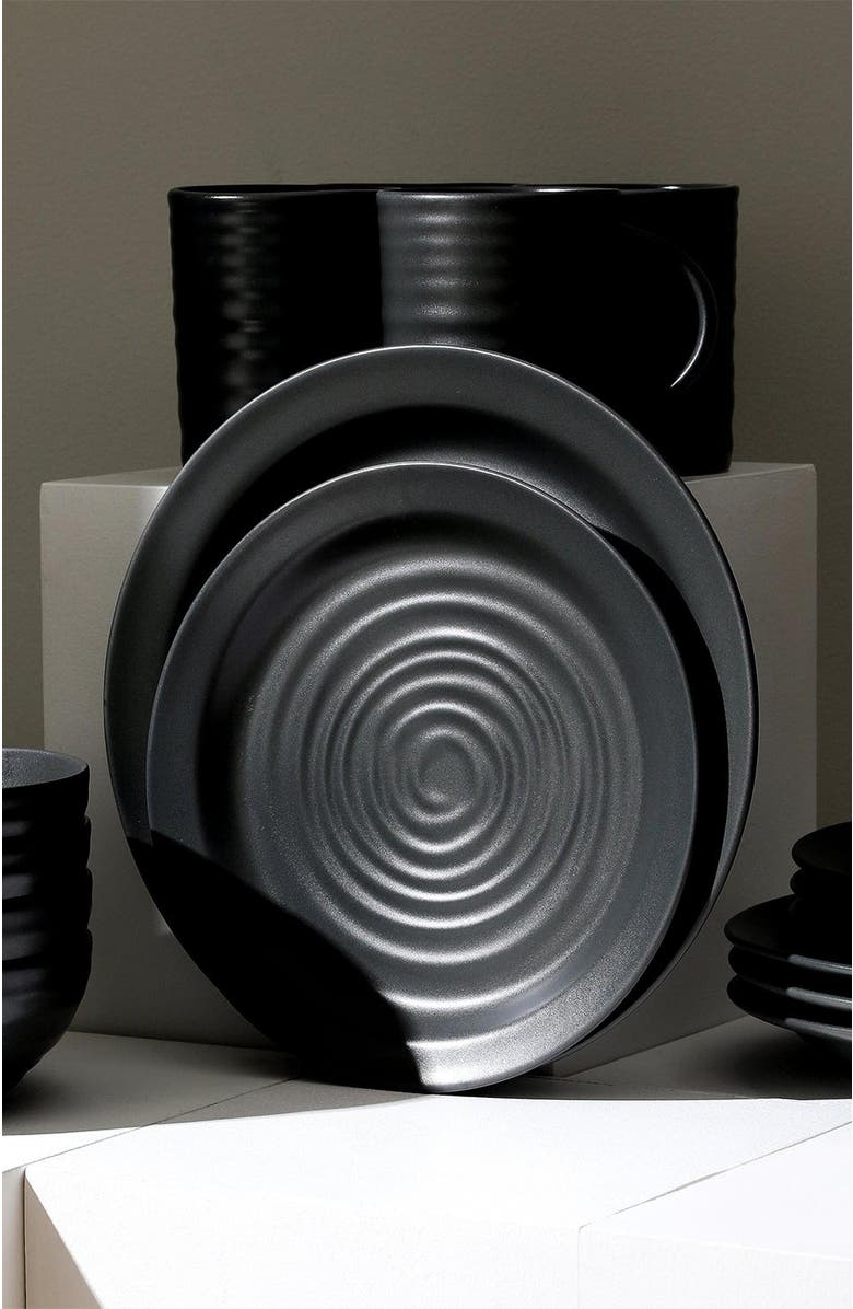 Stone Lain Orbit Stoneware 4-Piece Salad Plate Set, Alternate, color, Charcoal