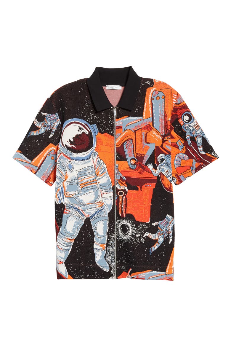 Astronaut Zip Front Shirt, Alternate, color, ORANGE