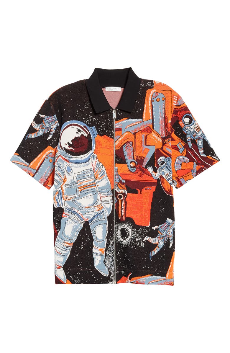 Valentino Astronaut Zip Front Shirt, Alternate, color, 