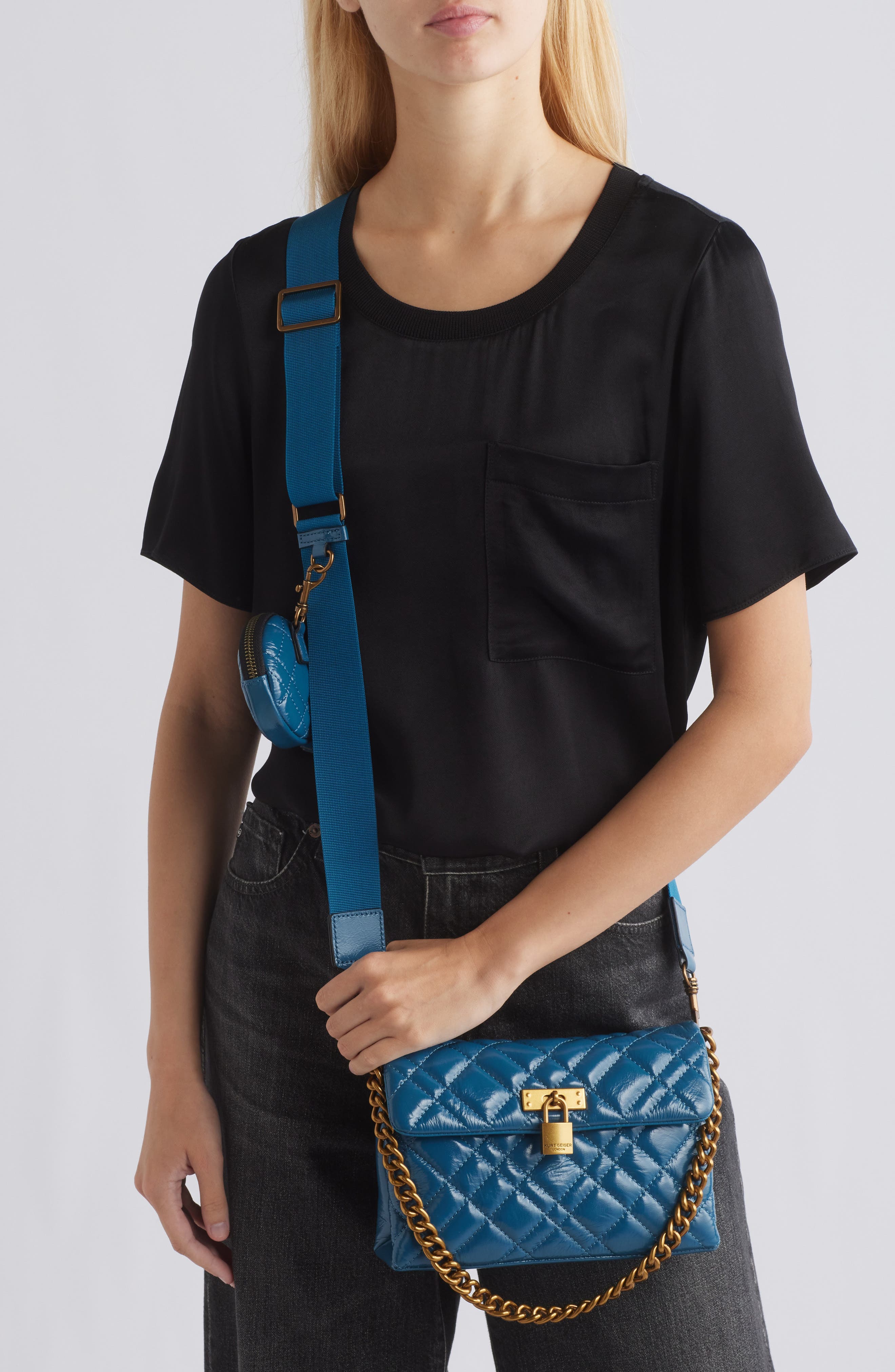 Kurt Geiger London Brixton Medium Lock Quilted Shoulder Bag, Alternate, color, 