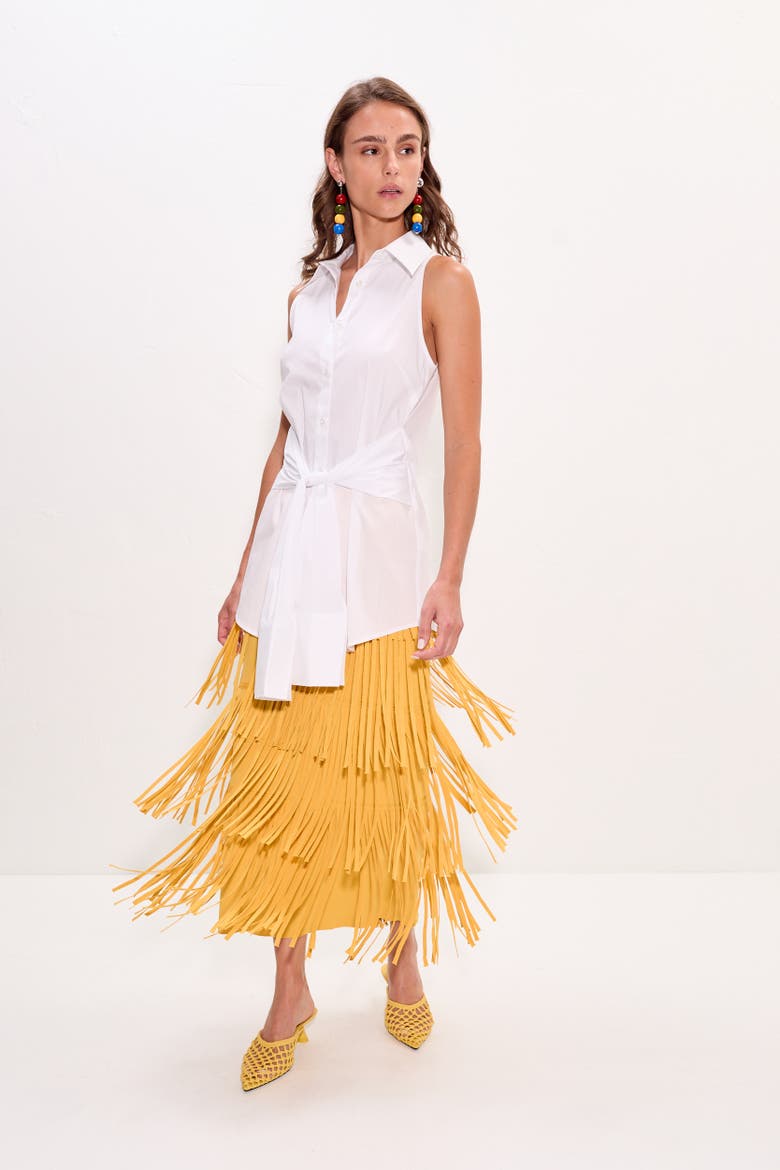 Inna Sleeveless Poplin Top, Alternate, color, Macadamia