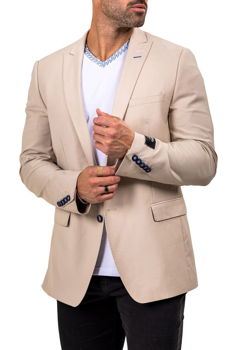 Descartes Marthyr0004 Brown Stretch Peak Lapel Blazer, Alternate, color, BROWN