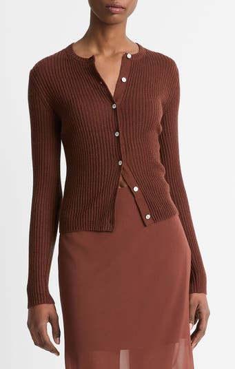 Vince Cashmere & Silk Rib Cardigan | Nordstromrack