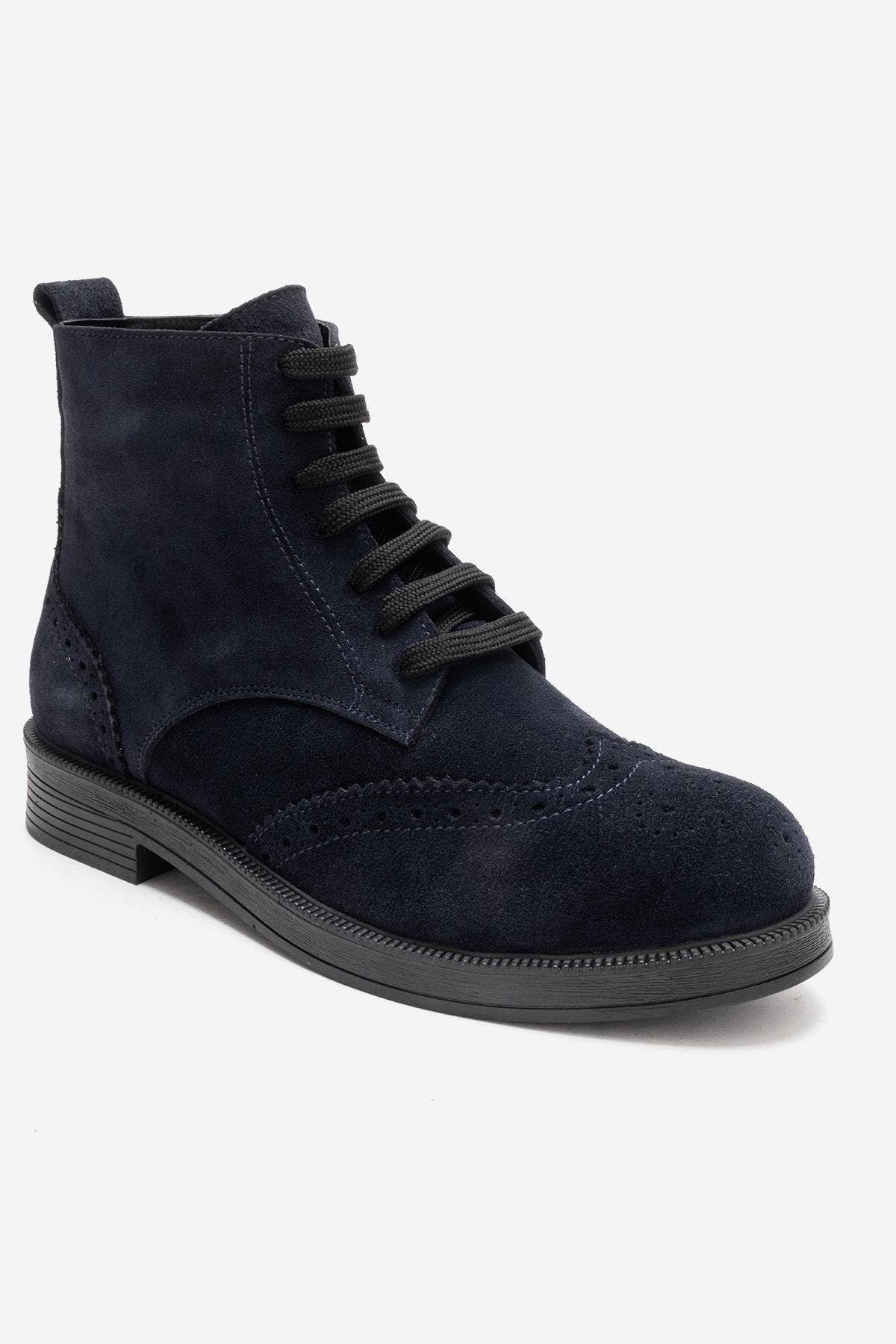 Forever & Always Shoes Nelvy Leather Boot, Alternate, color, Navy Suede