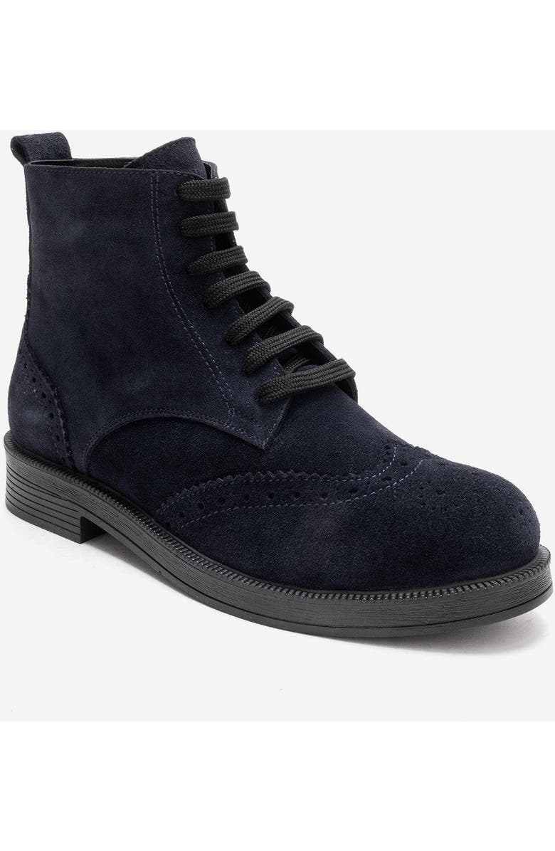 Forever & Always Shoes Nelvy Leather Boot, Alternate, color, Navy Suede