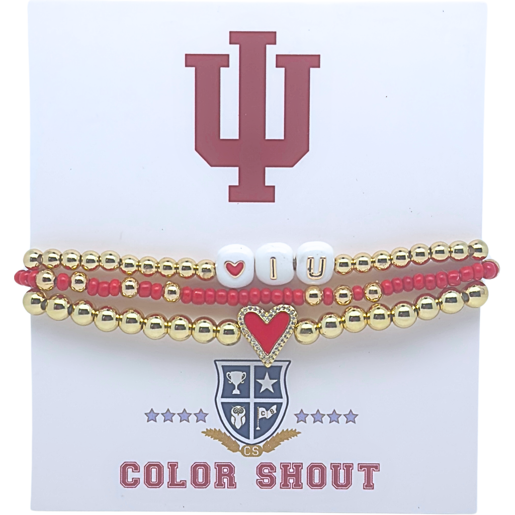 Color Shout Indiana University Love My College Bracelet Stack In Pink
