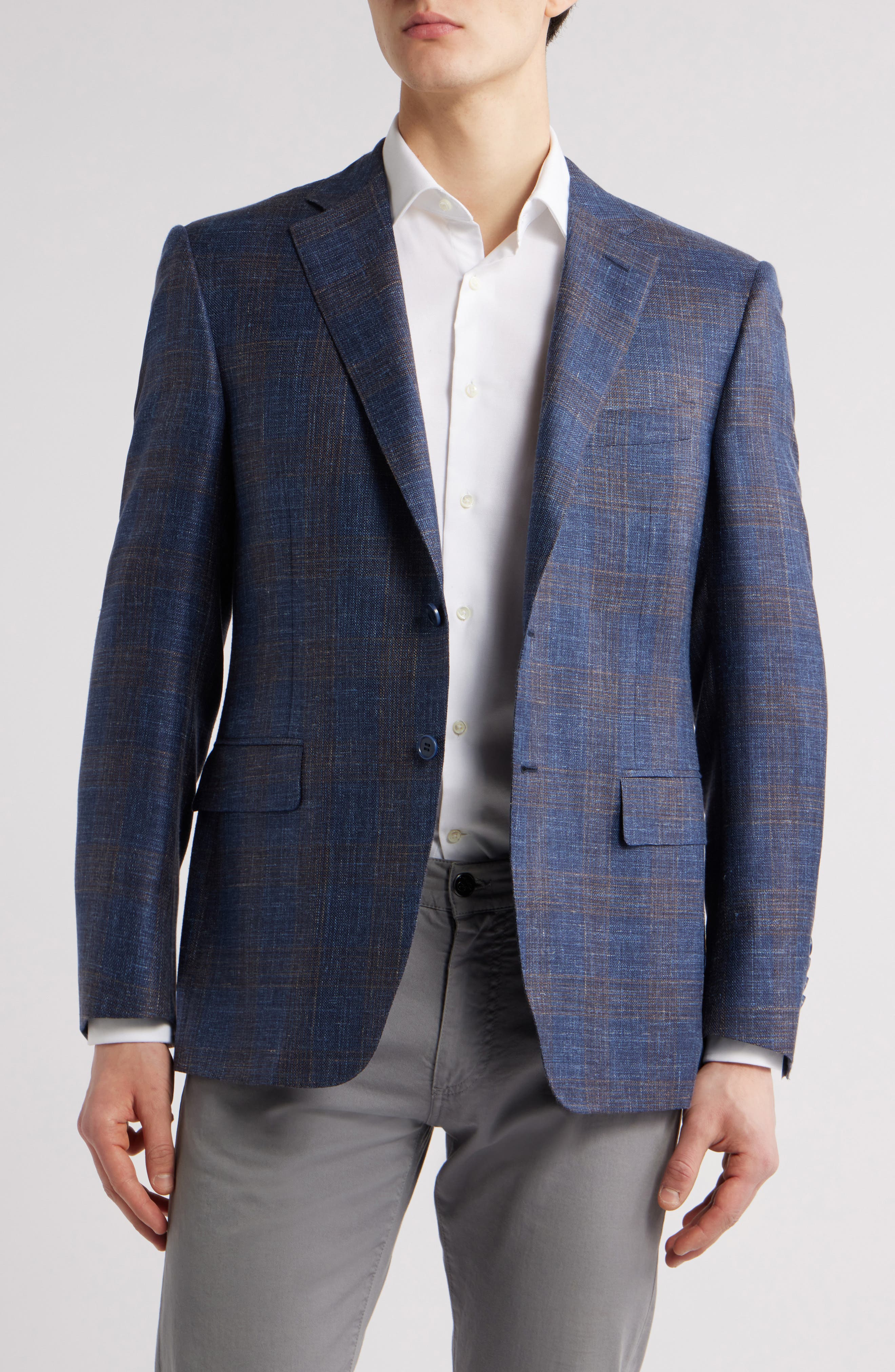 Canali Siena Regular Fit Plaid Wool & Silk Blend Sport Coat