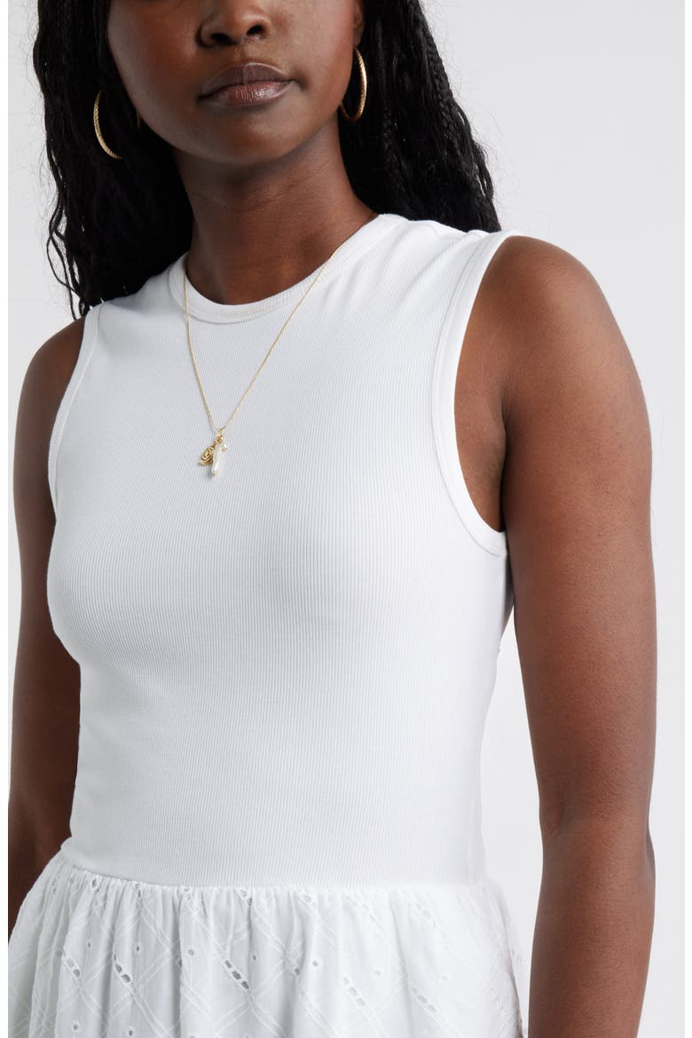 Mixed Media Midi Dress, Alternate, color, WHITE