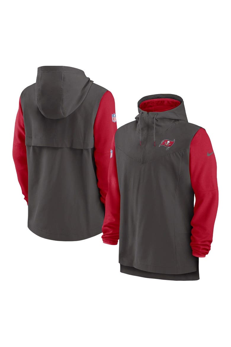 Men's Nike Pewter/Red Tampa Bay Buccaneers Sideline Player Quarter-Zip Hoodie, Main, color, Pewter